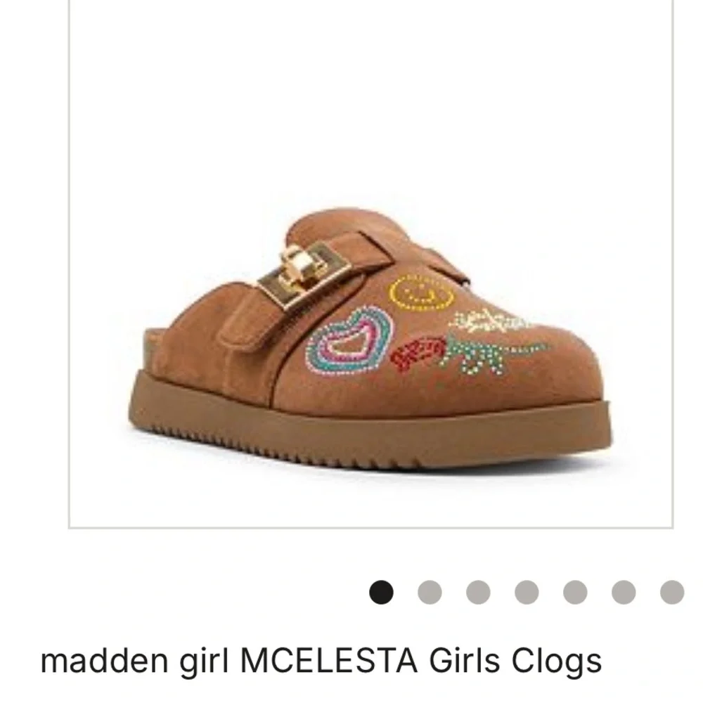 Madden Girl Girls' Brown Embroidered Clogs with Colorful Accents
